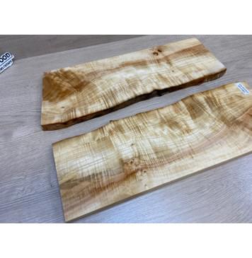 Клён Американский Волнистый заготовка на топ для Тревел гитары Смешанный А Волна АА 17х160-142х455-430 мм - 2 шт. (книжкой) АКЦИЯ-15