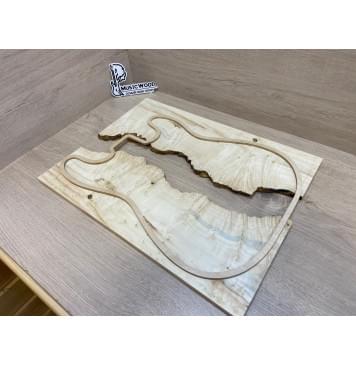 Клён Американский Каповый заготовка на топ под заливку Смешанный АА Кап АА 11х170-140х485 мм (2шт. книжкой) АКЦИЯ-12