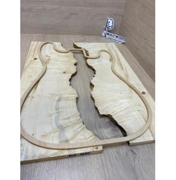 Клён Американский Каповый заготовка на топ под заливку Смешанный АА Кап АА 11х170-140х485 мм (2шт. книжкой) АКЦИЯ-6