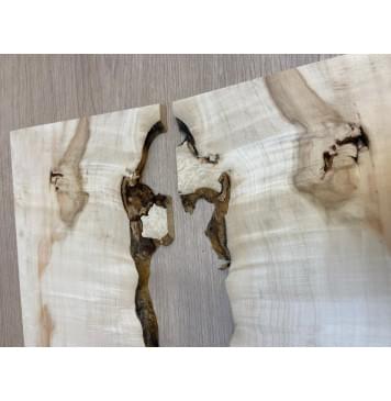 Клён Американский Каповый заготовка на топ под заливку Смешанный АА Кап А 9х170-150х565 мм (2шт. книжкой) -11