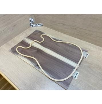 Орех Американский Заболонь заготовка на топ под заливку Тангент А 7х165х515 мм - 2 шт (книжкой)-1