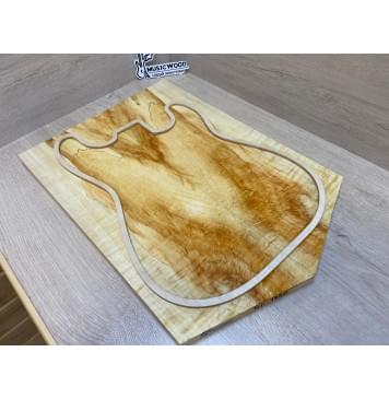 Клён Американский Spalted Волнистый заготовка на топ Смешанный ААА Волна А 19х187х530-470 мм - 2шт.(книжкой) Уценка-гнилостные поражения древесины, под стабилизацию или работу с порозаполнителями-0