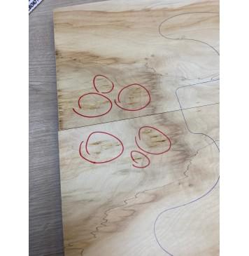 Клён Американский Волнистый заготовка на топ Смешанный АА Волна АА 20х188х540 мм - 2 шт. (книжкой) АКЦИЯ-2