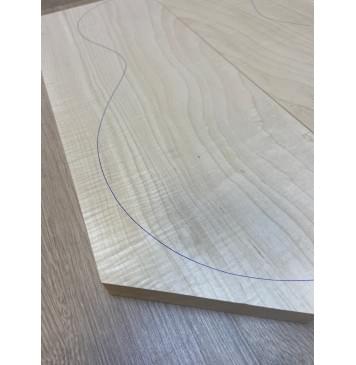 Клён Белый Явор, Волнистый заготовка на топ Смешанный АА Волна А 22х190-165х440 мм - 2 шт. (книжкой) Уценка-потемнения с обратной стороны-4