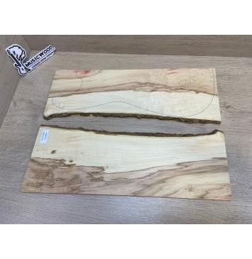 Клён Американский Волнистый заготовка на топ Смешанный ААА Волна А 8х165-145х470 мм - 2шт.(книжкой)-11