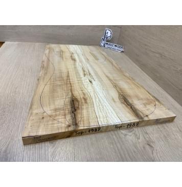 Клён Американский Волнистый заготовка на топ Радиал А Волна ААА 20х175-125х500-490 мм - 2шт.(книжкой) Уценка-трещины-4