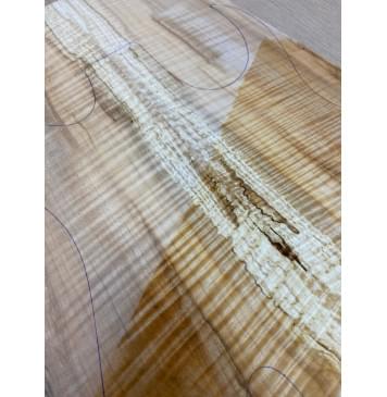 Клён Американский Волнистый заготовка на топ Радиал А Волна ААА 20х175-125х500-490 мм - 2шт.(книжкой) Уценка-трещины-11