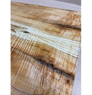 Клён Американский Волнистый заготовка на топ Радиал А Волна ААА 20х175-125х500-490 мм - 2шт.(книжкой) Уценка-трещины-7