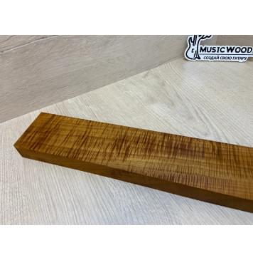 Клён Волнистый Печёный 180гр заготовка грифа для Безголовой гитары Радиал АА Волна ААА 25.5х68-65х595 мм (Уценка-сучок)-16