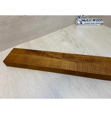 Клён Волнистый Печёный 180гр заготовка грифа для Безголовой гитары Радиал АА Волна ААА 25.5х68-65х595 мм (Уценка-сучок)-18