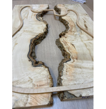 Клён Американский Каповый заготовка на топ Смешанный АА Кап АА 18х370-355х520-510 мм - 2 шт. (книжкой)-4