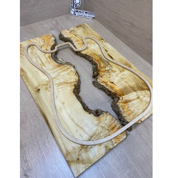 Клён Американский Каповый заготовка на топ Смешанный АА Кап АА 18х370-355х520-510 мм - 2 шт. (книжкой)-13