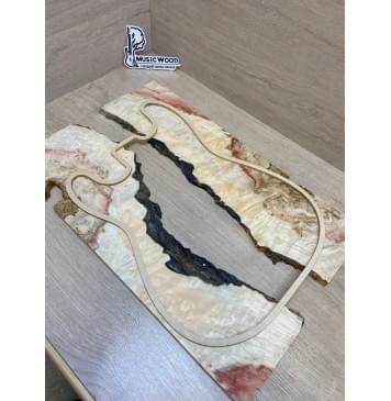 Клён Американский Каповый заготовка на топ под заливку Смешанный АА Кап ААА 10х330-320х555 мм - 2 шт (книжкой)-2