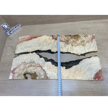 Клён Американский Каповый заготовка на топ под заливку Смешанный АА Кап ААА 10х330-320х555 мм - 2 шт (книжкой)-5