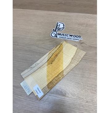 Клён Американский Spalted Волнистый заготовка накладки на головку грифа Смешанный ААА Волна ААА 5х108-103х225-205 мм (Уценка-гнилостные поражения древесины,под стабилизацию или работу с порозаполнителями)-3