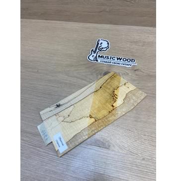 Клён Американский Spalted Волнистый заготовка накладки на головку грифа Смешанный ААА Волна ААА 5х108-103х225-205 мм (Уценка-гнилостные поражения древесины,под стабилизацию или работу с порозаполнителями)-4