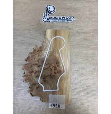 Карагач Кап заготовка накладки на головку грифа Смешанный ААА Кап ААА 4.5х145-85х255 мм-1