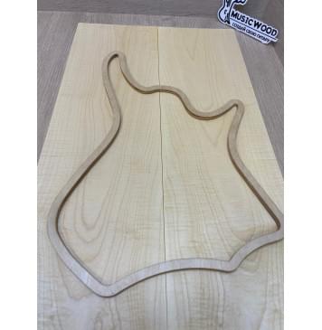 Клён Белый Явор, Волнистый заготовка на топ для Тревел гитары Тангент ААА Волна А 11х150х510-505 мм - 2 шт (книжкой)-16