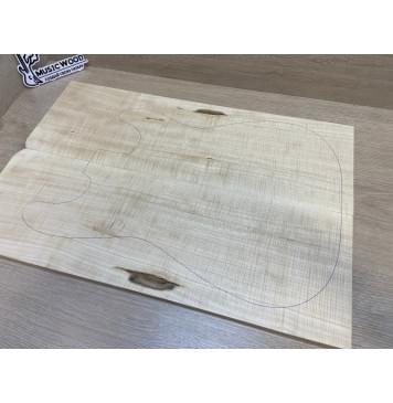 Клён Белый Явор, Волнистый заготовка на топ Радиал А Волна АА 14х180х545 мм - 2 шт (книжкой) Уценка-потемнения,сучок-2