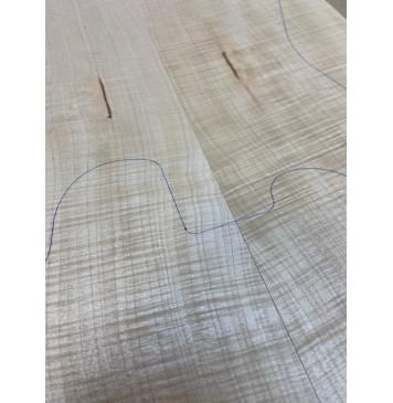 Клён Белый Явор, Волнистый заготовка на топ Радиал А Волна ААА 14х180х600 мм - 2 шт (книжкой) Уценка-потемнения,сучок-10