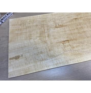 Клён Белый Явор, Волнистый заготовка на топ Радиал А Волна ААА 14х180х600 мм - 2 шт (книжкой) Уценка-потемнения,сучок-14