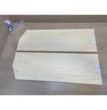 Клён Белый Явор, Волнистый заготовка на топ Смешанный АА Волна ААА 18х177х530-495 мм - 2 шт (книжкой) Уценка-потемнения с обратной стороны,сучок-7