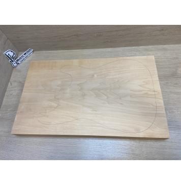 Клён Белый Печёный 120 гр заготовка корпуса Тангент ААА 53х346х570 мм,Массив, 633 кг/м3-0