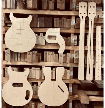 Gibson Les Paul Junior Tribute DC Bass 4, Bridge 3-Point Adjustable (Guyker BG004),  EMG TB-HZ PICKUPS, 30.5", 20 Frets, комплект для фрезеровки гитары, фанера 8мм-0