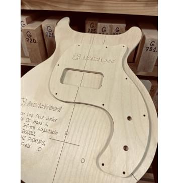 Gibson Les Paul Junior Tribute DC Bass 4, Bridge 3-Point Adjustable (Guyker BG004),  EMG TB-HZ PICKUPS, 30.5", 20 Frets, комплект для фрезеровки гитары, фанера 8мм-8