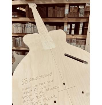 Gibson Les Paul Junior Tribute DC Bass 4, Bridge 3-Point Adjustable (Guyker BG004),  EMG TB-HZ PICKUPS, 30.5", 20 Frets, комплект для фрезеровки гитары, фанера 8мм-9