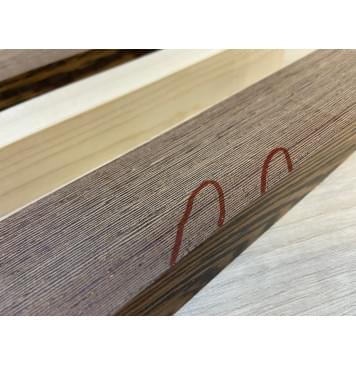Венге/Клён Белый заготовка для переклеенного грифа безголовой гитары Радиал ААА 30х(44-25-44)х620 мм - из 3х частей-1