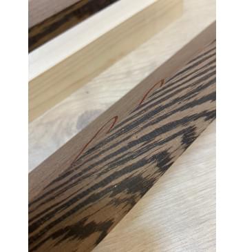 Венге/Клён Белый заготовка для переклеенного грифа безголовой гитары Радиал ААА 30х(44-25-44)х620 мм - из 3х частей-2