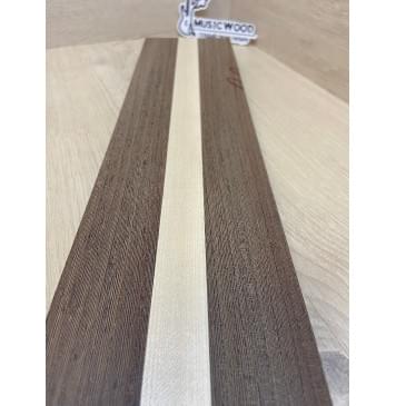 Венге/Клён Белый заготовка для переклеенного грифа безголовой гитары Радиал ААА 30х(44-25-44)х620 мм - из 3х частей-3