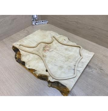 Клён Американский Каповый заготовка на топ для Тревел гитары (под заливку) Смешанный ААА Кап АА 27х260-230х410 мм (цельный)-2