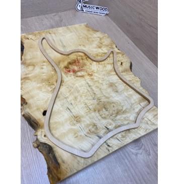 Клён Американский Каповый заготовка на топ для Тревел гитары (под заливку) Смешанный ААА Кап АА 27х260-230х410 мм (цельный)-10