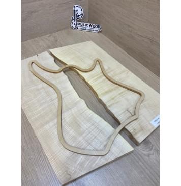 Клён Белый Явор, Волнистый заготовка на топ для Тревел гитары Смешанный АА Волна ААА 15х150-135х425-390 мм - 2 шт (книжкой)-7