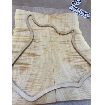 Клён Белый Явор, Волнистый заготовка на топ для Тревел гитары Смешанный АА Волна ААА 15х150-135х425-390 мм - 2 шт (книжкой)-12