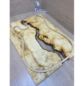 Клён Американский Каповый заготовка на топ под заливку Смешанный АА Кап АА 17х390-340х475 мм - 2 шт-12