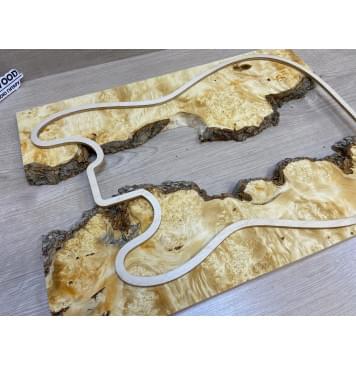 Клён Американский Каповый заготовка на топ под заливку Смешанный АА Кап ААА 15х390-340х490 мм - 2 шт-13