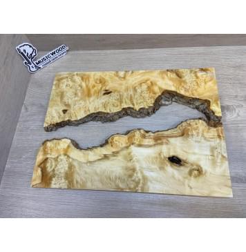 Клён Американский Каповый заготовка на топ под заливку Смешанный АА Кап АА 15х390-340х440 мм - 2 шт-0