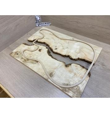 Клён Американский Каповый заготовка на топ под заливку Смешанный АА Кап АА 16х390-340х485 мм - 2 шт-3