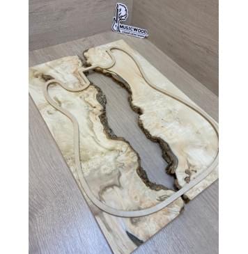 Клён Американский Каповый заготовка на топ под заливку Смешанный АА Кап АА 15х390-340х515 мм - 2 шт-2