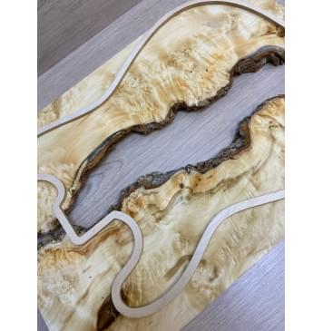 Клён Американский Каповый заготовка на топ под заливку Смешанный АА Кап АА 15х390-340х515 мм - 2 шт-13