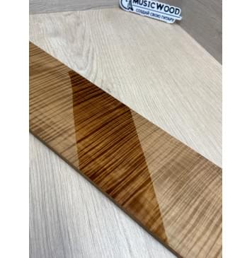 Клён Волнистый Печеный 180 гр заготовка накладки для бас-гитары Радиал АА Волна ААА 9х108-83х697 мм-10