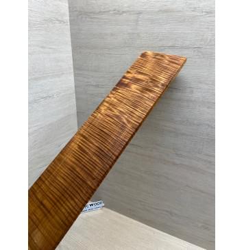 Клён Волнистый Печеный 180 гр заготовка накладки для бас-гитары Радиал АА Волна ААА 9х108-83х697 мм-13