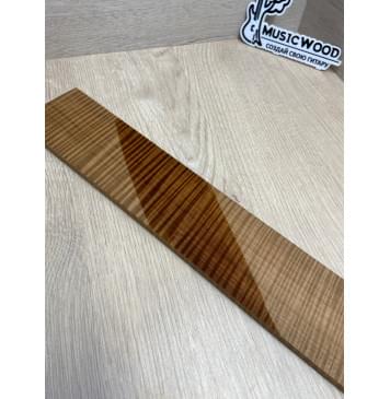 Клён Волнистый Печёный 180 гр заготовка накладки для электрогитары Радиал АА Волна ААА 8.5х70-59х535 мм-9