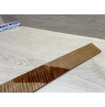 Клён Волнистый Печёный 180 гр заготовка накладки для электрогитары Радиал АА Волна ААА 9.5х72-55х525 мм-7