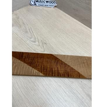 Клён Волнистый Печёный 180 гр заготовка накладки для электрогитары Смешанный ААА Волна ААА 9х74-67х520 мм-6