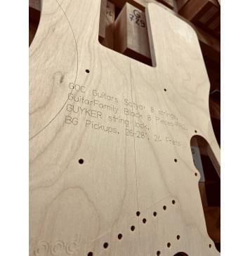 GOC Guitars Satya+ 8 strings, GuitarFamily Black 8 Pieces-PRO, GUYKER string lock, BG Pickups, 26-28", 24 Frets, полный комплект для фрезеровки гитары, фанера 8мм-7