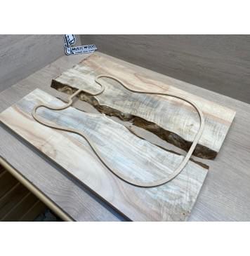 Клён Американский Волнистый заготовка на топ под заливку Смешанный АА Волна АА 21.5х390-340х590 мм - 2шт-3